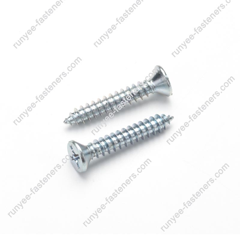 DIN7982 สกรูเกลียวปล่อยหัวแบน Phillips Countersunk เกลียว AB